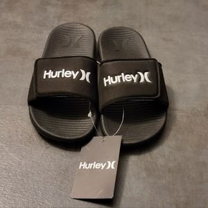 Hurley Sandals, Kids Sandals w/ Adjustable Velcro, Black/White, Sizes (13, 2, 3)